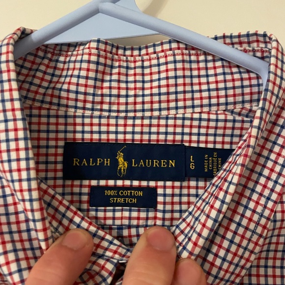 Ralph Lauren Gingham Button Down 100% Cotton Stretch - Picture 2 of 3